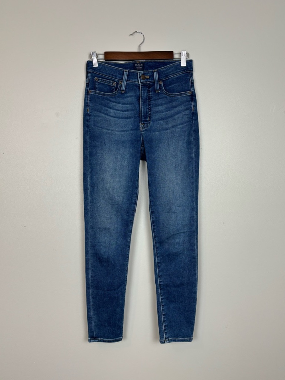 J Crew Factory Jeans Womens 27 Blue High Rise Skinny Whiskered Stretch Denim